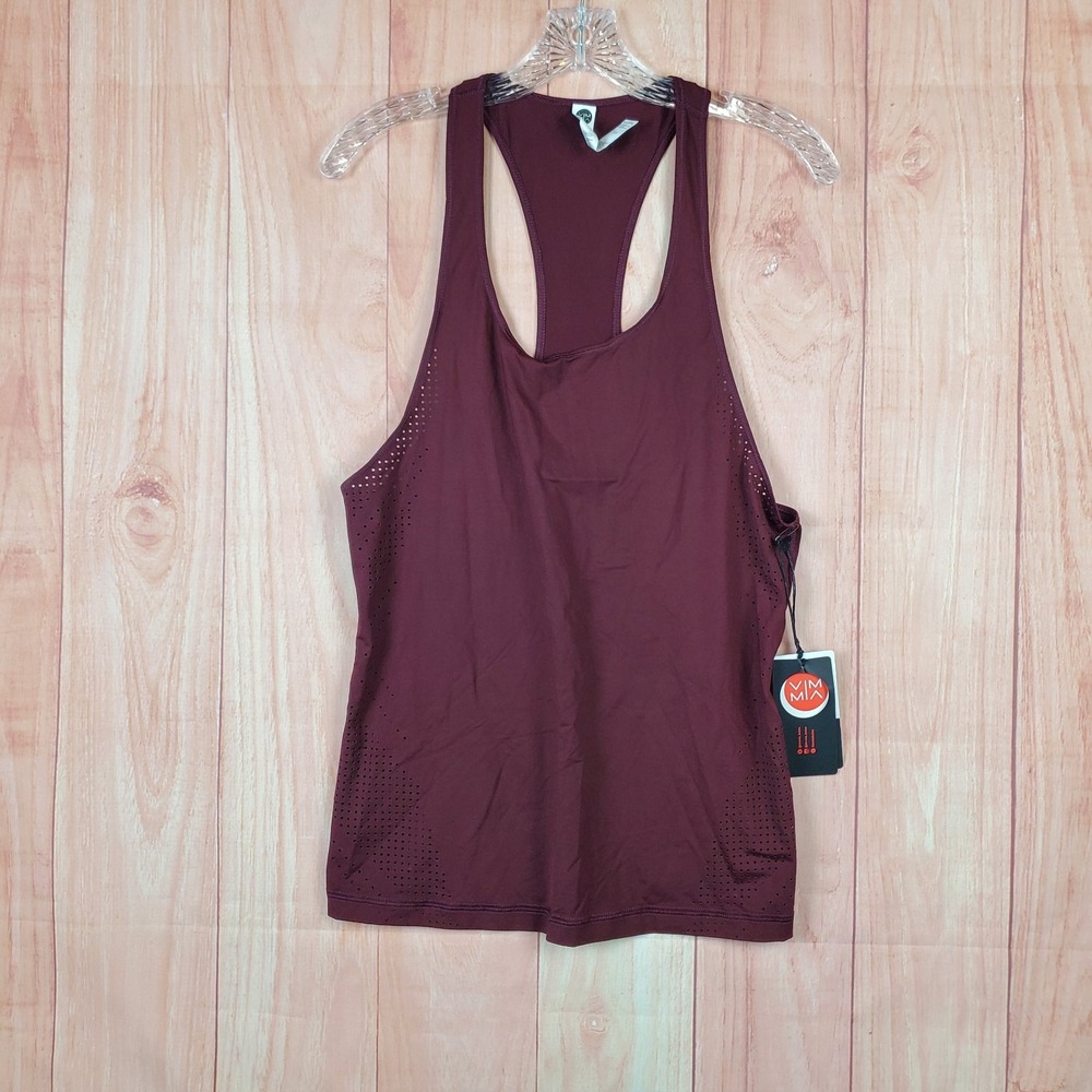 Vimmia Drill Tank Top Womens Medium Burgundy Nylon Stretch Racerback Scoop Neck